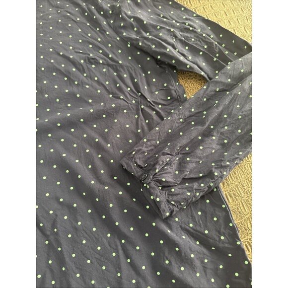 GAP Blue Blouse Womens Sz M VNeck Long Sleeve Polka dot Pullover - Picture 3 of 6